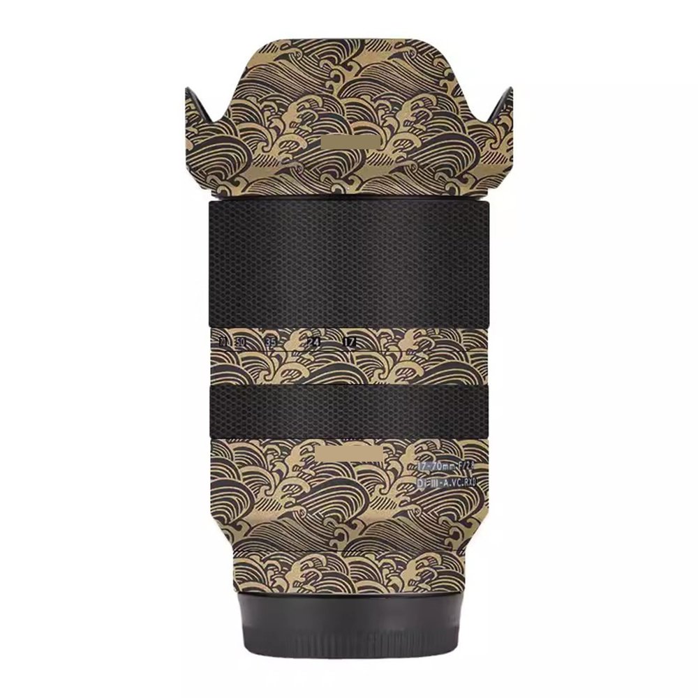 Camera Lens Skin Anti-Scratch Sticker for Tamron 17-70mm F2.8 B070 fit for Sony Mount Camera Coat Vinly Protective Film Body Protector Decals Cover F/2.8 17-70 2.8(Wave Gold)
