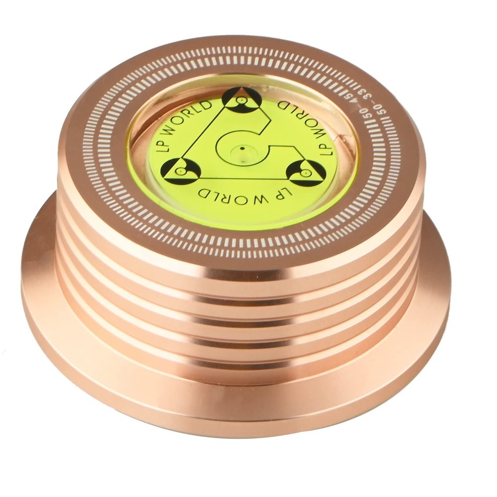 TKOWTB Aluminum Vinyl Record Weight HiFi 50HZ LP Disc Stabilizer Turntable Vinyl Aluminum Alloy Weight Clamp Rose-Gold