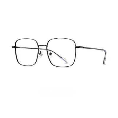 HEPTICS Square Blue Light Blocking Glasses, Lightweight Metal Frame, Black Computer Gaming Glasses, Anti Eye Strain, 135mm Width
