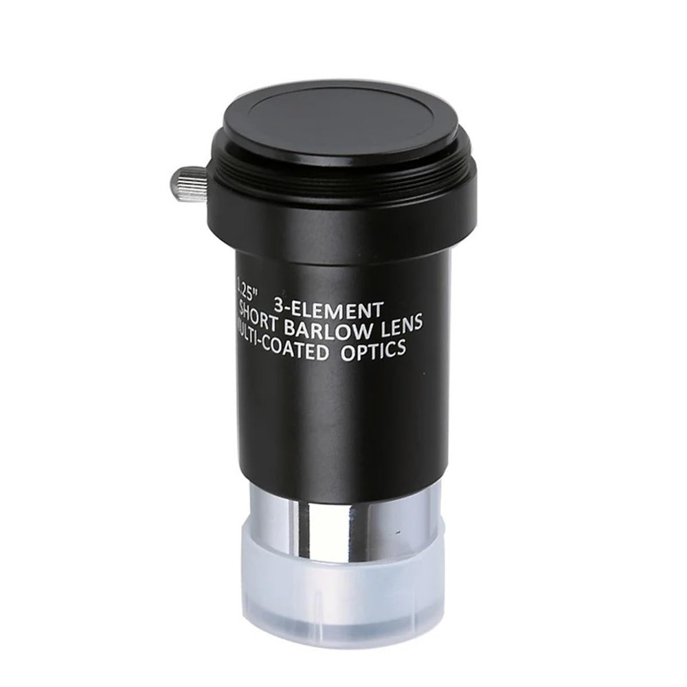 1.25 Inch 3X Barlow Lens 3-Element Optical Lens Aluminum Alloy Frame W/ M42x0.75 Camera for Astronomical Telescope