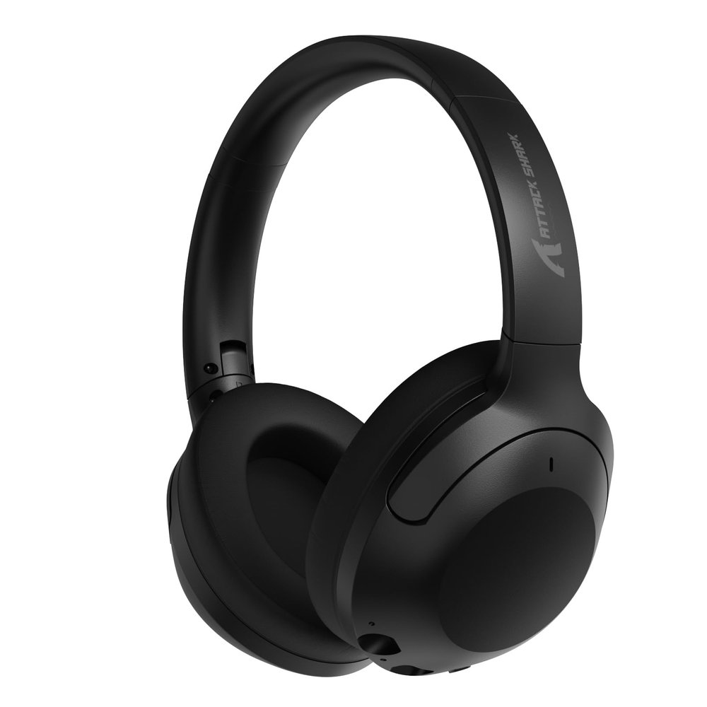 ATTACK SHARK G300 Wireless Over-Ear Headphones with Active Noise Cancelling,Bluetooth 5.3,40H Playtime,Deep Bass HD Stereo Sound,Built-in Mic,Comfortable Design for Travel/Home Office/Gaming(Black)