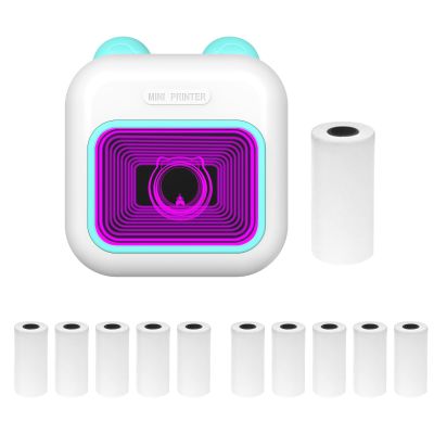 Irfora Mini Pocket Thermal Instant Photo Printer 7-Color LED Label Hine BT Wireless Connect Compatible with Android or iOS APP Port Receipt Label Memo Sticker Notes Lists Scrapbook DIY