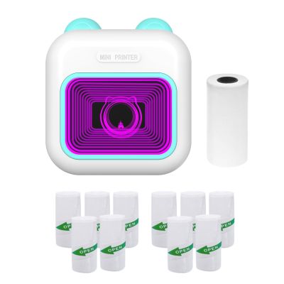 Irfora Mini Pocket Thermal Instant Photo Printer 7-Color LED Label Hine BT Wireless Connect Compatible with Android or iOS APP Port Receipt Label Memo Sticker Notes Lists Scrapbook DIY