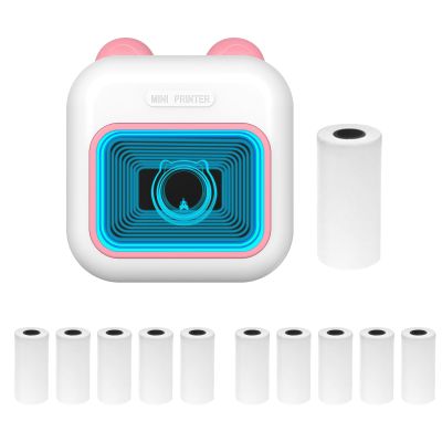 Irfora Mini Pocket Thermal Instant Photo Printer 7-Color LED Label Hine BT Wireless Connect Compatible with Android or iOS APP Port Receipt Label Memo Sticker Notes Lists Scrapbook DIY