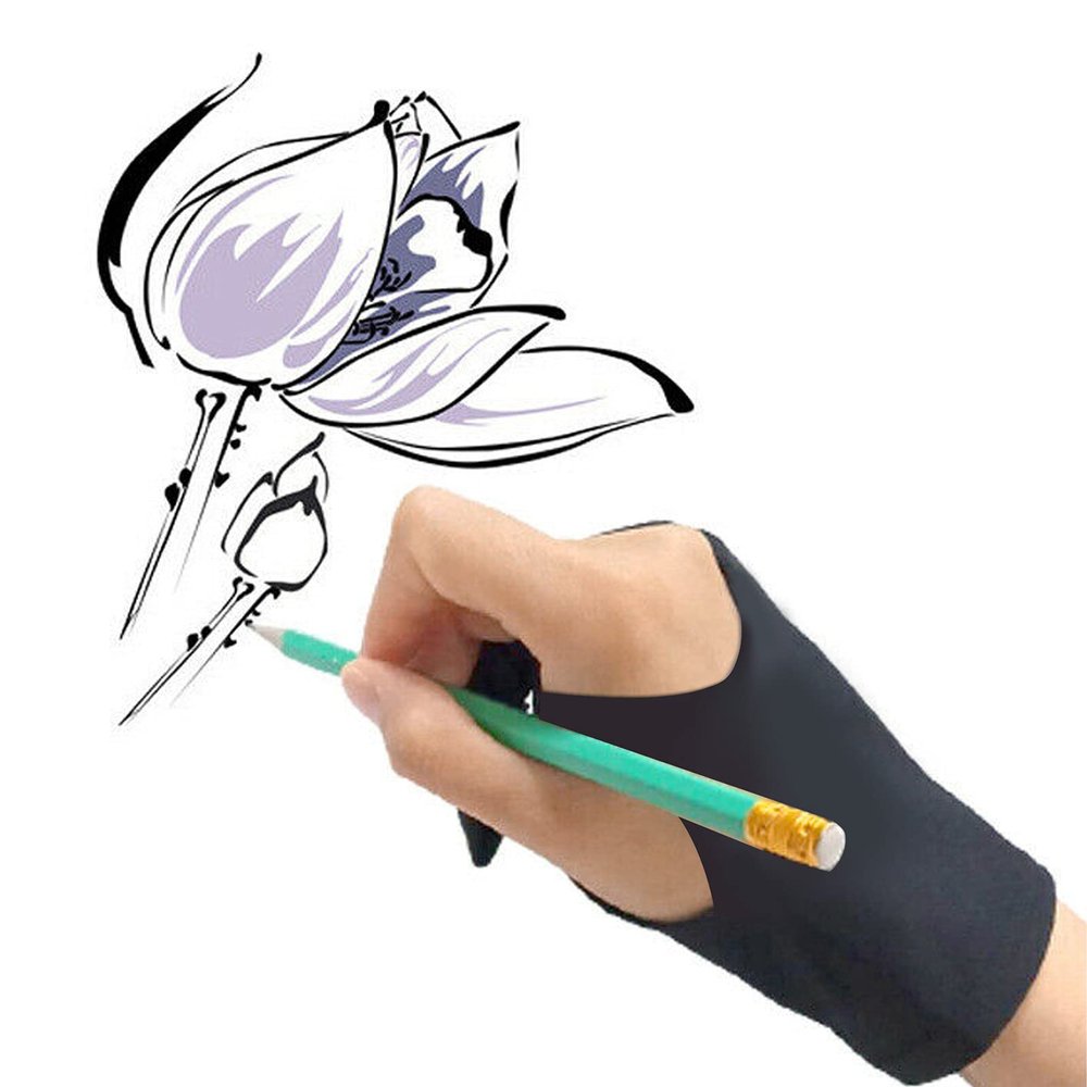 Artist Drawing Glove, 2 Finger Artist Glove for Drawing Tablets Digital Drawing Glove for Stylus Pen Pencil Sketching Painting (S)