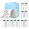 Irfora Mini Thermal Printer Multifunction Portable Sticker Instant Photo Inkless Printing Port BT Connection for Smartphone with 1 Paper Rolls 57mm + 10 Self-Adhesive Paper Rolls Compatible with view 1