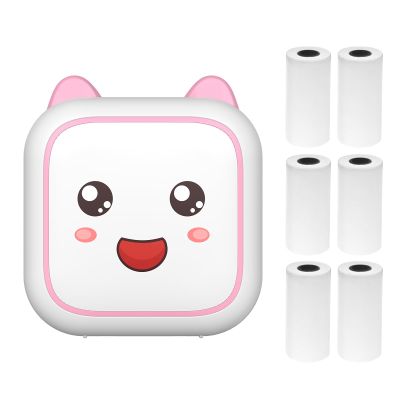 Irfora Mini Thermal Printer Multifunction Portable Sticker Instant Photo Inkless Printing Port BT Connection for Smartphone with 6 Paper Roll 57mm Compatible with iOS Android System for Picture