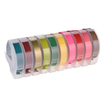 3D Plastic Embossing Label Tape Refill for DYMO 12965 1610 Label with 3/8 Inch * 9.8 feet, 10 Roll (Random Color Delivery)
