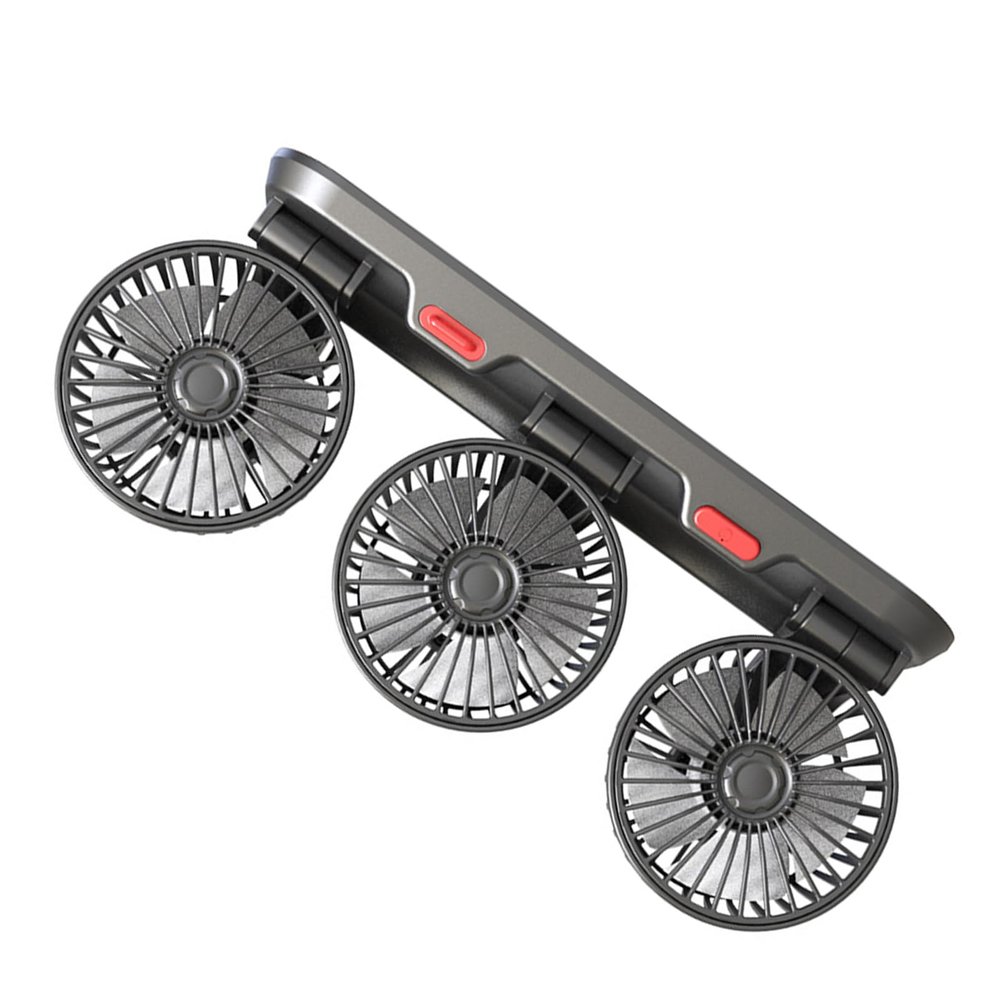 Brrnoo Portable 3 Head Car Fan with 360 Rotation, Silent Electric Air Cooling Fan with 2 Wind Speeds for Car, Truck, SUV, RV, Marine Boat,Home,Office (USB)
