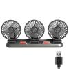 Brrnoo Portable 3 Head Car Fan with 360 Rotation, Silent Electric Air Cooling Fan with 2 Wind Speeds for Car, Truck, SUV, RV, Marine Boat,Home,Office (USB) view 2