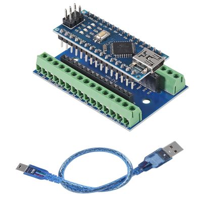 1 Set Mini for Nano V3.0 ATmega328P Micro Controller Board Module with USB Cable and for Nano V3.0 Expansion IO Shield Board Expansion Board for Arduino