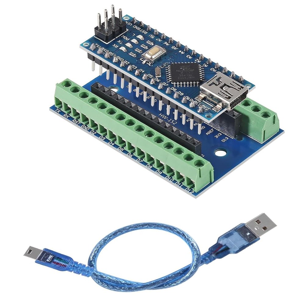 1 Set Mini for Nano V3.0 ATmega328P Micro Controller Board Module with USB Cable and for Nano V3.0 Expansion IO Shield Board Expansion Board for Arduino