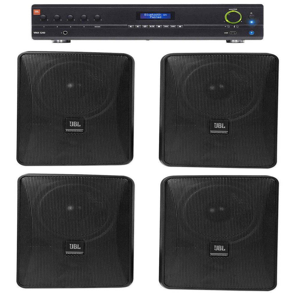 Audiosavings Bundle: VMA1240 Commercial/Restaurant 240W 70v Bluetooth Mixer/Amplifier, 5 Inputs Bundle with (4) Control 25-1 5.25" 30w 70v Wall-Mount Commercial Restaurant/Bar Speakers-Black (5 Items)