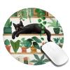 Cat Mouse Pad, Cute Flower Small Mouse Pads for Desk, Round Travel Mousepad for Wireless Mouse Gaming Work Laptop, Plant Leave Mini Computer Mouse Mat, Home Decor Office Desk Accessories view 1
