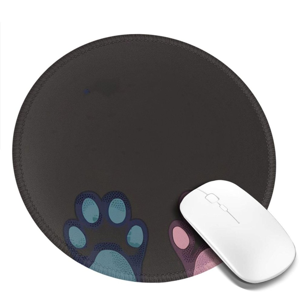 Cute Colorful Cat Paws Round Cute Mouse Pad,Mouse Pads for Wireless Mouse Desk Accessories,Travel Mousepad with Non-Slip Rubber Base,Stitched Edge Mouse Pads for Desk, Computers, Laptop, Office