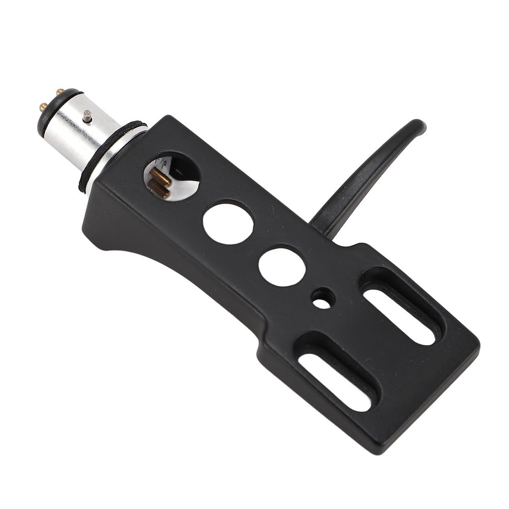 Phono Headshell, Universal Turntable Headshell Replacement for Various Phono, Fit Standard H 4 Bayonet S Shaped Posts (Black)