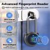 Anweller Fingerprint Gym Locker Lock, Keyless Biometric Long Shackle Small Padlock, Electronic Digital Bluetooth Smart Waterproof Pad Lock for Outdoor Fence Gate School Storage Sport Backpack Travel view 3