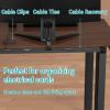 Cable Raceway - Magnetic Cable Management Under Desk with Upgraded Aesthetic Large Hole, Cord Organizer Kit for Hiding Computer, Gaming Desk, Network, Power Cord, TV - 8PCS 8x15.7in Black view 4