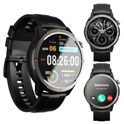 AGM Legion Rugged Smart Watch for Men Women, Bluetooth Calling, AMOLED Display, Heart Rate/SpO2/Sleep Tracking, 5ATM Waterproof, 100+ Sports Modes, DIY Dial, 30D Standby for Tactical Outdoor, Black