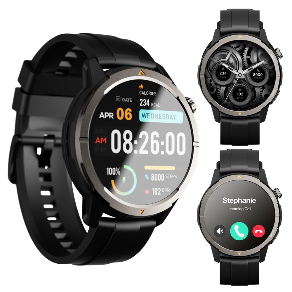 AGM Legion Rugged Smart Watch for Men Women, Bluetooth Calling, AMOLED Display, Heart Rate/SpO2/Sleep Tracking, 5ATM Waterproof, 100+ Sports Modes, DIY Dial, 30D Standby for Tactical Outdoor, Black