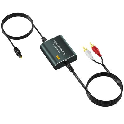 Optical to 3.5MM Audio Converter 192kHz Digital to Analog Audio Converter Optical SPDIF to 3.5 Jack AUX RCA Adapter with ToslinkOptical Cable and 3.5 to RCA Cable