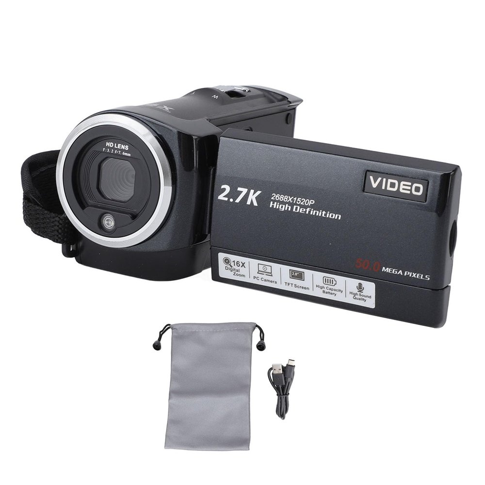 Masyrt 2.7K Professional Vlogging Camera with 2.8 Inch Screen, 50MP, 16x Digital Zoom, HD Video Camera Recorder for Outdoor Travel Recording