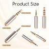 2.5mm to 3.5mm Adapter and 3.5mm to 2.5mm Adapter, Male to Female Stereo Audio Adapters Full Metal Audio Connector 3 Ring Jack Stereo or Mono Converter for Smartphones, Headphone, Mic, Tablets view 2