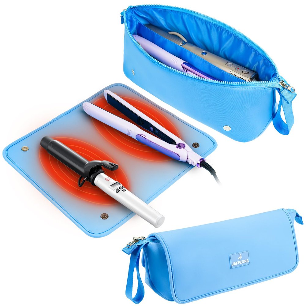 Hair Tools Travel Bag with Heat Resistant Mat 15'', Hot Hair Bag for Women