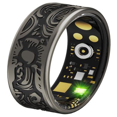 CNBRO Smart Ring Heart Rate Monitor Sleep Ring Health Rings for Men Women Gothic Rings Punk Smart Rings for Android & iOS Step Counter Calorie Counter Ring