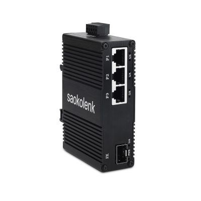 Industrial 3 Ports Gigabit Ethernet Switch with 1 SFP 9-56V DC Unmanaged 1000M Network Switch Din Rail 3 RJ45 1 SFP Fiber Switch 10/100/1000Mbps (Non-PoE)