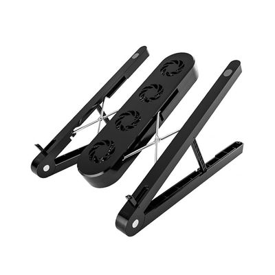 Adjustable Laptop Stand with Cooling Fans, Portable Computer Stand for Desk, Height & Angle Adjustable Support, ABS Material, Black - Multifunctional Desk Stand
