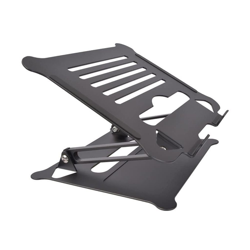 Adjustable Laptop Stand, Portable Aluminum Folding Stand for 11-17 Inch Laptops, Height & Tilt Adjustable with Silicone Pads, Cooling Stand for Desk, Black