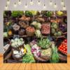BELECO 15x8ft Fabric Farmers Market Backdrop Vegetable Market Exhibition Fresh Organic Food Photography Background for Themed Party Decorations Banner Photoshoot Studio Props view 2