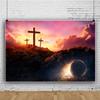 Laeacco Three Crosses Backdrop Empty Easter Tomb Backdrop 7x5ft Sunset Holy Light Easter Photo Backdrop Crucifix Church Backdrop God Bless Christian Photo Studio Bible School Event Background view 3