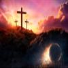 Laeacco Three Crosses Backdrop Empty Easter Tomb Backdrop 7x5ft Sunset Holy Light Easter Photo Backdrop Crucifix Church Backdrop God Bless Christian Photo Studio Bible School Event Background view 4