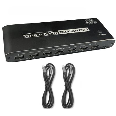 8K Type-C KVM Switch with 2X USB3.0 Gen 2 Cable for 2 Laptops Share 1 Monitor Suitable for Mac OS X 9.0