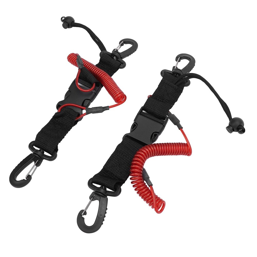 CDQL 2Pcs Scuba Diving Lanyard, Heavy Duty Stainless Steel Spring Coiled Lanyard, Stainless Steel Spring Coiled Lanyard with Quick Release Buckle, for Cameras and Dive Lights