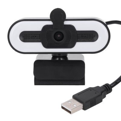 1080P HD Webcam with Microphone, 120 Wide Angle, Ring Light, Built in Microphone, USB 2.0 Plug and Play, Wide Angle Camera, USB 2.0 Port, for Video Streaming, Conference