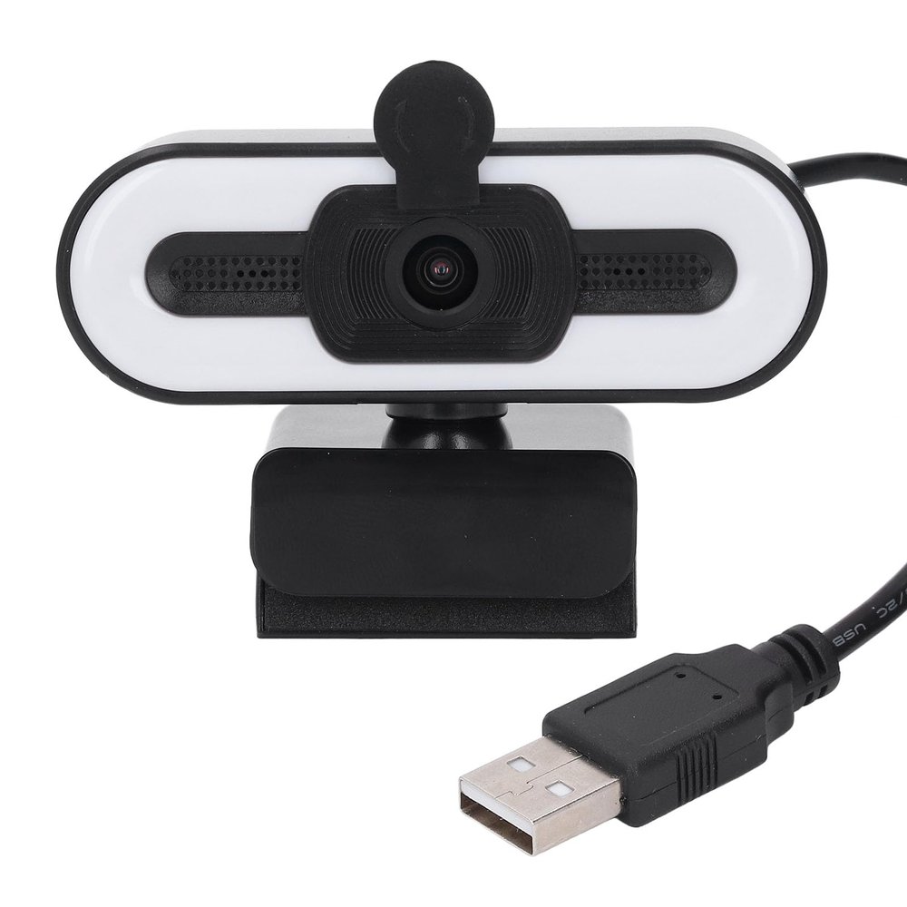 1080P HD Webcam with Microphone, 120 Wide Angle, Ring Light, Built in Microphone, USB 2.0 Plug and Play, Wide Angle Camera, USB 2.0 Port, for Video Streaming, Conference