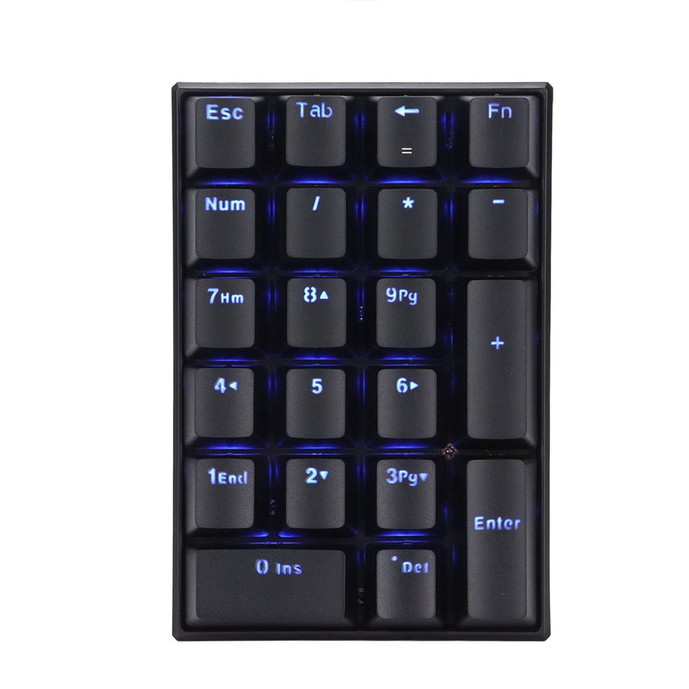 flexman Mechanical Numeric Keypad, Wired 21 Keys Portable Ergonomic Backlit Universal Computer Expand Layout Keyboard for Wins 2000 7 8 10, Plug and Play (Red Switch)