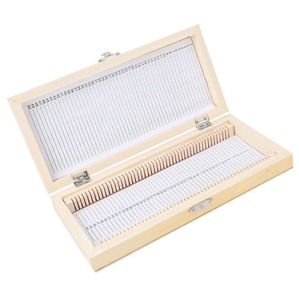 Tbest 50Pcs Prepped Glass Microscope Slides with Wooden Storage Box
