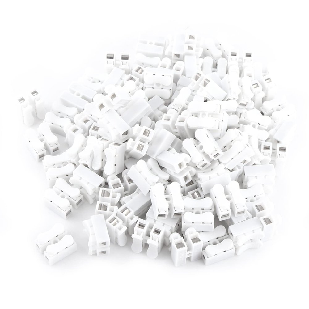 100PCS 10a 220v 2 Pin Plug in Quick Wire Cable Connector White Terminal Block for Lighting and Automotive Wiring Electrics