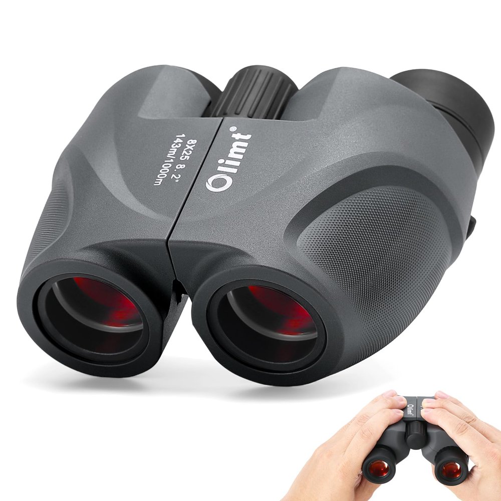8x25 Compact Binoculars, Small Lightweight Handheld Portable Mini Pocket BAK-4 Prism 8.2 Wide Angle View ED Lens Professional HD Optics for Adults Outdoor Travel Bird Watching Hiking Birding Concert