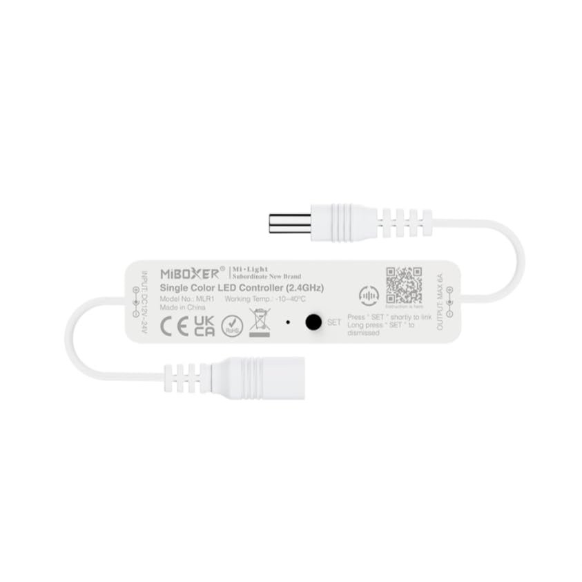 MiBOXER MLR1 Mini Single Color LED Controller 2.4GHz, Ultra-Thin Wireless Dimmer, 0.1%100% Dimming Range, DC 12V-24V, App Control via Gateway