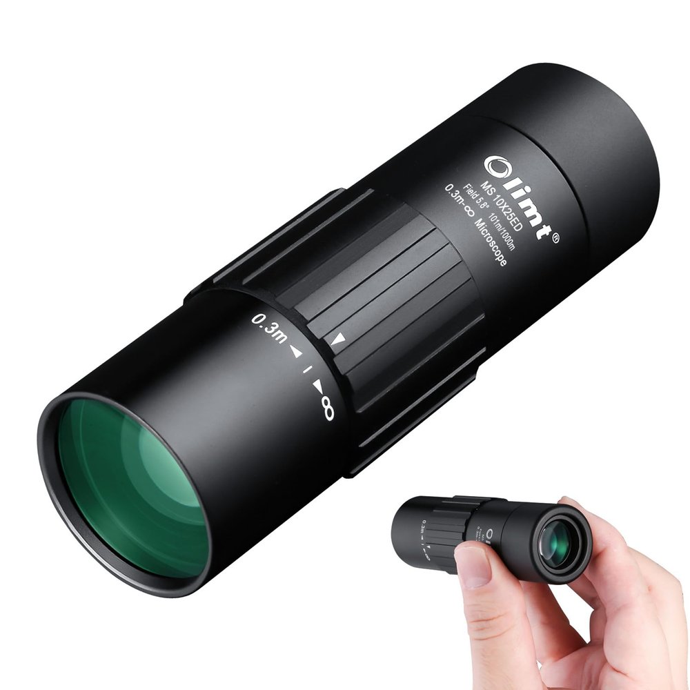 10x25 Monocular Telescope, Compact Mini Pocket Size Waterproof Fogproof for Bird Watching Hiking Camping, Black