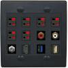 12 Ports Coax Hdmi RCA-Red-White 6 Speaker Usb3 Usb2 Wall Plate [Black] view 1