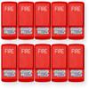 ELSTR Pack of 10 Lens Strobes, Red; FIRE Lettering; Clear Lens; LED; Wall Mounting; Indoor; 15/30/75/110/135/185 cd; 24V; Low-Profile Design; Mounting Plate Included view 1