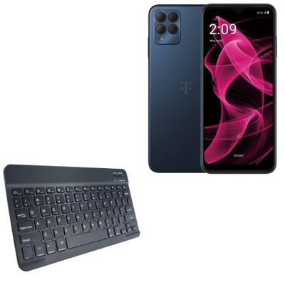 BoxWave Keyboard Compatible with T-Mobile REVVL 6X Pro 5G - SlimKeys Bluetooth Keyboard, Portable Thin with Chiclet-Style Keys - Jet Black