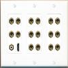 3 Gang 8.1 Surround Sound Speaker Banana Wall plate with HDMI and RCA Female to Female Connectors - White view 1