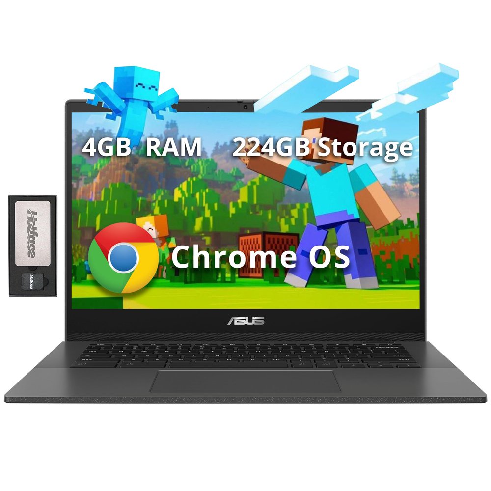 ASUS Chromebook CM1402 14" FHD Anti-Glare Laptop, MediaTek Kompanio 520, 4GB LPDDR4X, 224GB Storage(64GB eMMC+160GB Docking Station Set), HD Webcam, WiFi 6, Bluetooth, Chrome OS, Gravity Gray